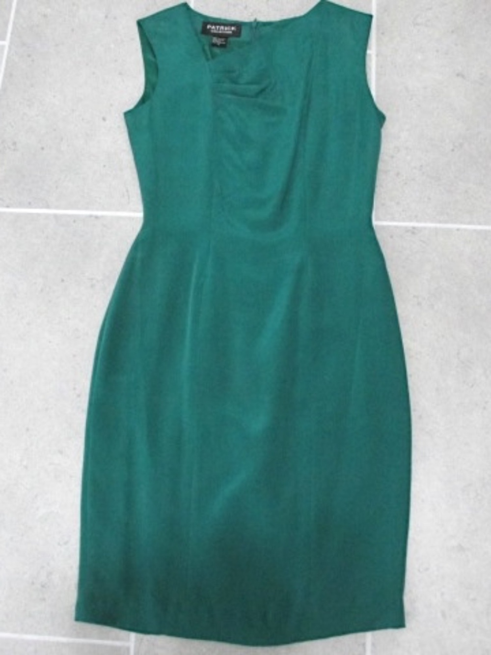 Patrick Collection NWOT Y2K Asymmetrical Teal Silk Dress, Size 4 - Picture 3 of 8